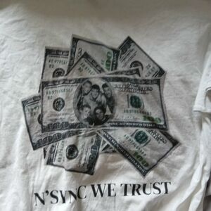 White Graphic Tee with Dollar Bill Design